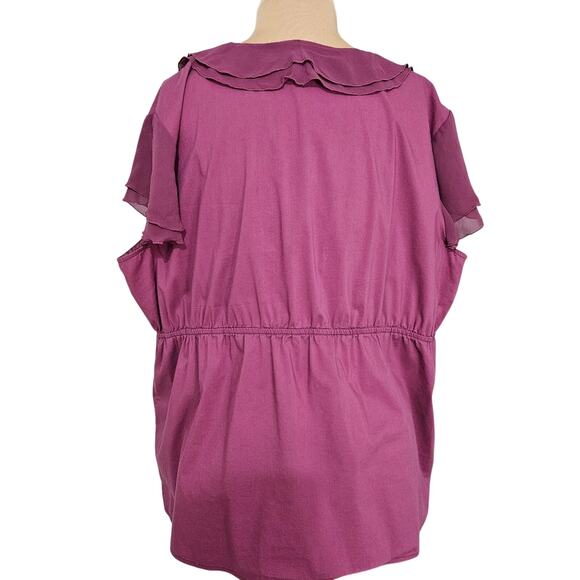 Purple Ruffled Wrap Blouse Plus Size 24W Flutter Sleeve Cinch Waist Fairycore - Picture 2 of 15